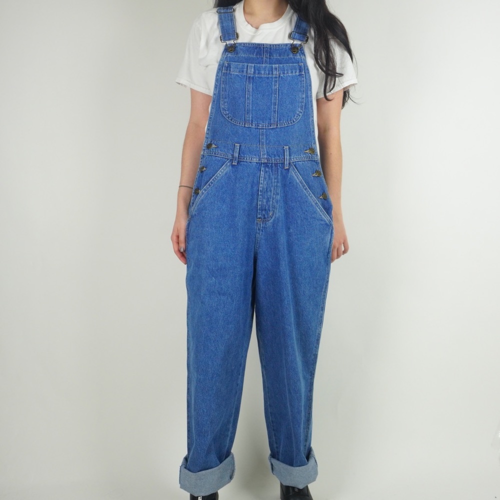 Medium Dark Blue Denim Long Overalls